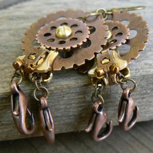 Steampunk Earrings - Hermit Crab - Zipper Earrings