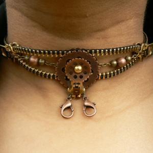 Steampunk Necklace - Zipper Necklace - Hermit Crab..