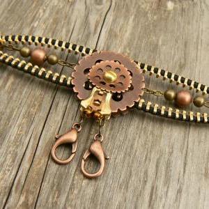 Steampunk Necklace - Zipper Necklace - Hermit Crab..