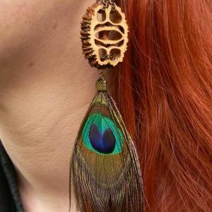 Boho Walnut - Feather Earrings