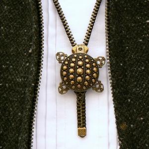 Steampunk Necklace - Zipper Necklace - Turtle..