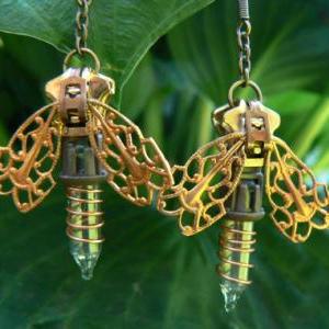 Steampunk Earrings - Zipper Earrings - Firefly..