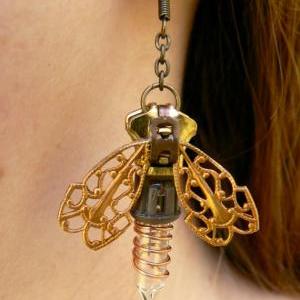 Steampunk Earrings - Zipper Earrings - Firefly..