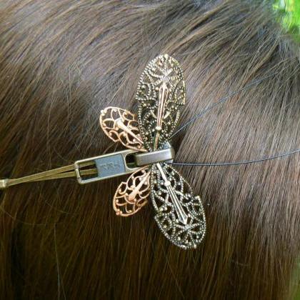 Steampunk Butterfly Hair Clip - Zipper Hair Clip -..