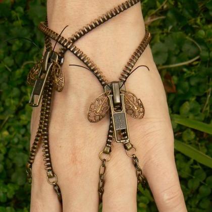 Steampunk Bracelet - Zipper Bracelet - Zip-on..