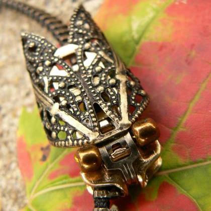 Steampunk Necklace - Zipper Necklace - Cicada..
