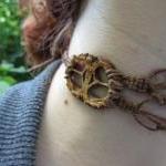 Macrame Hemp Necklace With Black Walnut Pendant