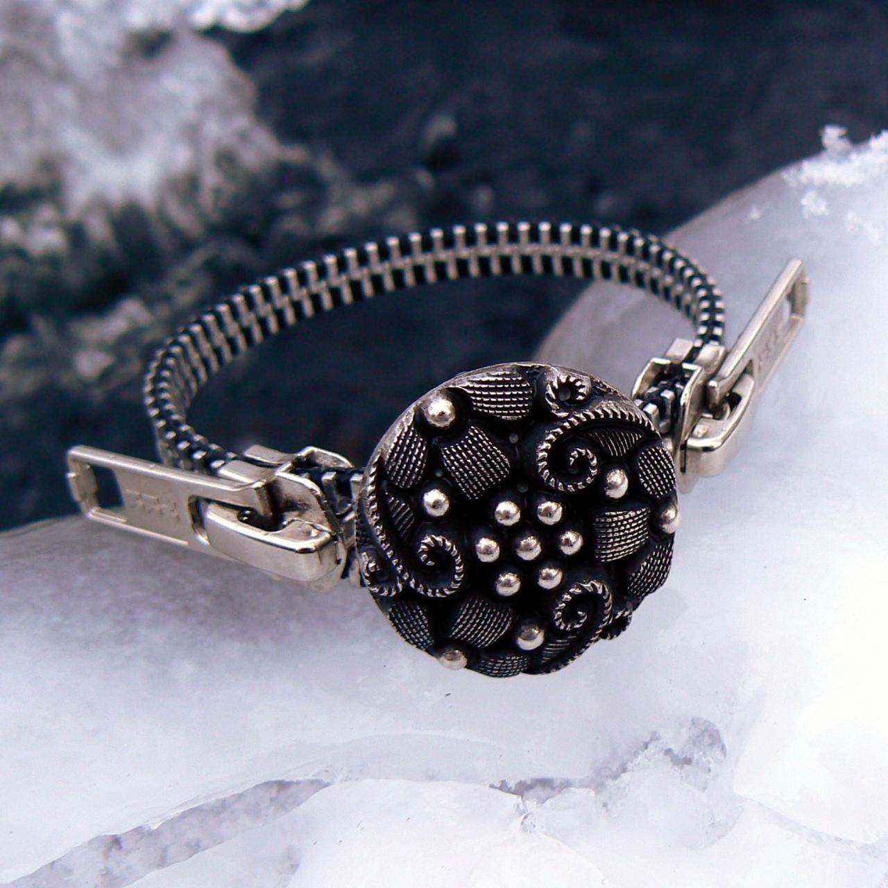 Silver Steampunk Zipper Bracelet