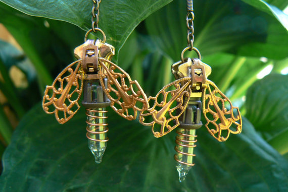 Steampunk Earrings - Zipper Earrings - Firefly Earrings