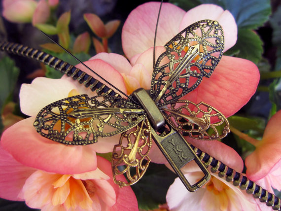 Steampunk Butterfly Zipper Necklace
